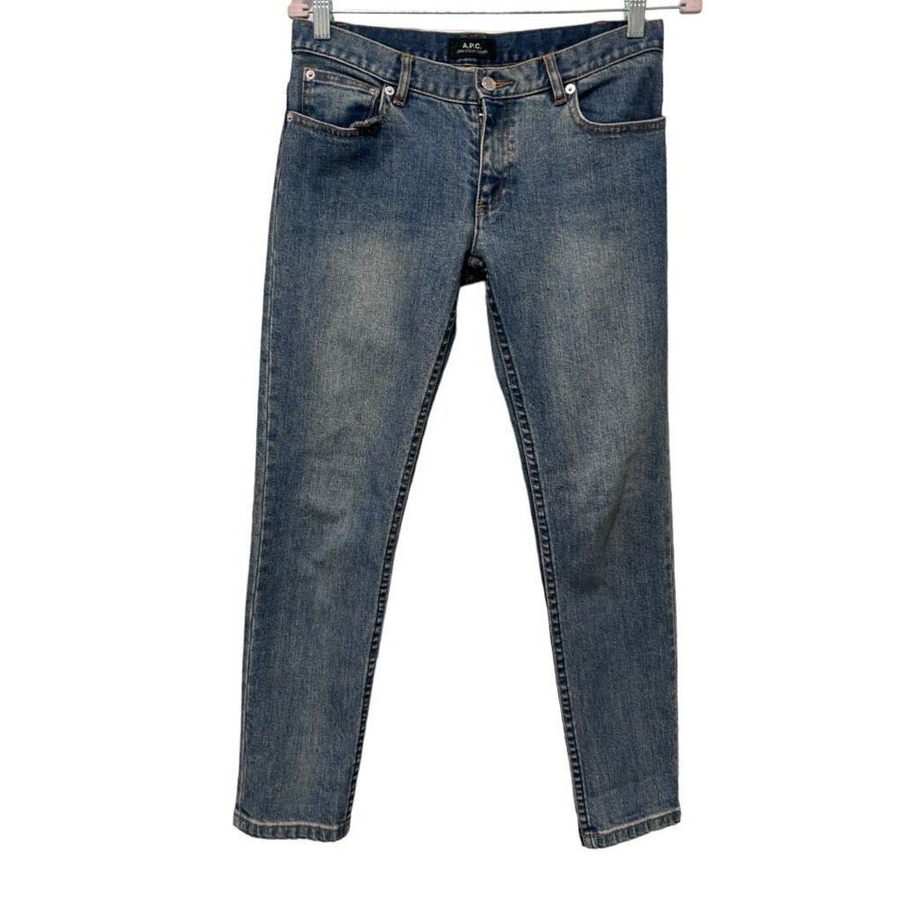 A.P.C. Jean Etroit Court Blue Denim Stretch Skinny Leg Jeans Light Wash Size 26